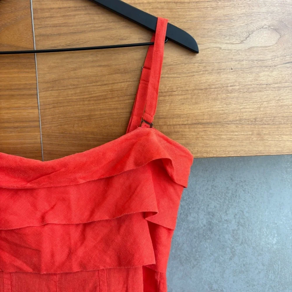 NWT By Anthropologie Linen Short Romper Bright Red, Size S - Picture 8 of 15